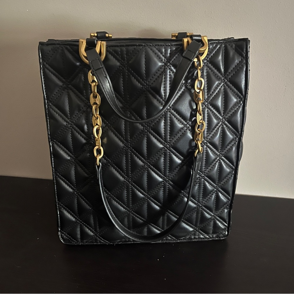 Zara Black Quilted Tote Bag